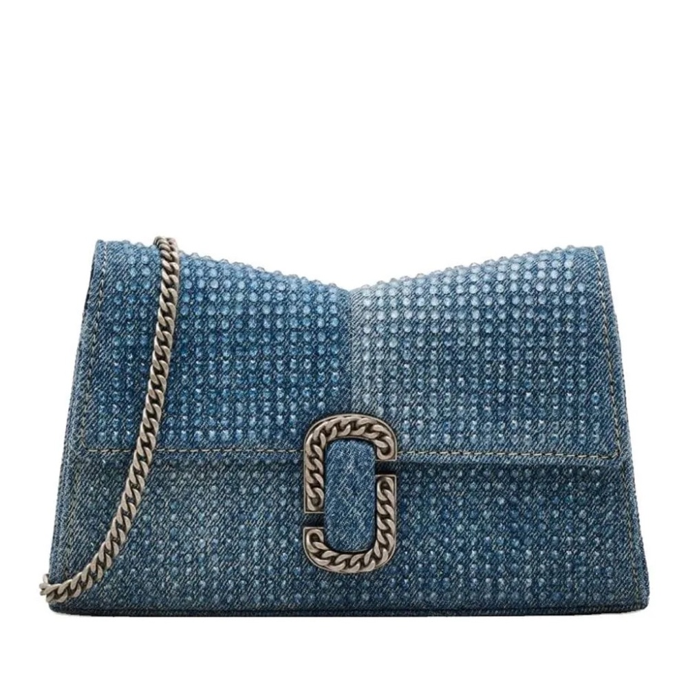 Marc Jacobs Crystal Denim St. Marc chain wallet